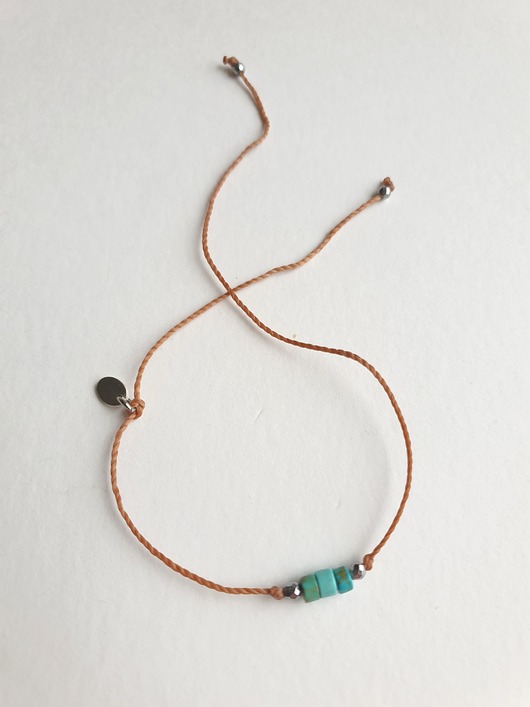 bransoletki na sznurku Bransoletka BOHO sznurkowa  beżowy, turkus, hematyt
