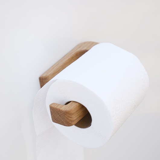 dodatki - łazienka - różne Dębowy uchwyt na papier toaletowy samoprzylepny