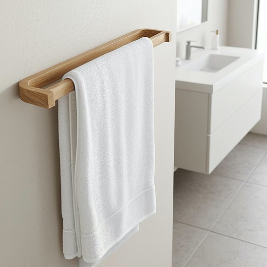 dodatki - łazienka - różne Minimalistyczny Drewniany wieszak ścienny do łazienki na ręczniki
