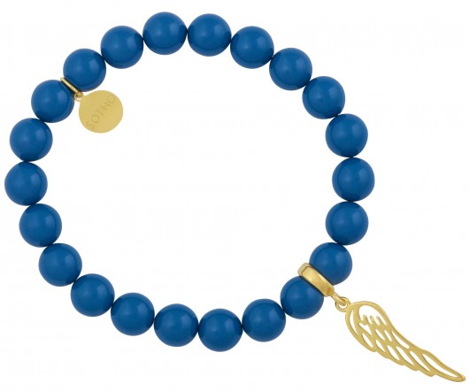 Kobaltowa bransoletka perły kryształ Swarovski skrzydło SOTHO