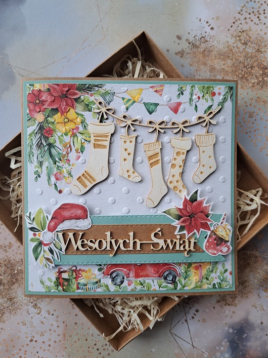 kartki scrapbooking Kartka świąteczna/ kartka na Boże Narodzenie (pudełko)