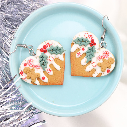 kolczyki z masy plastycznej Pierniczki w lukrze duże kolczyki XXL