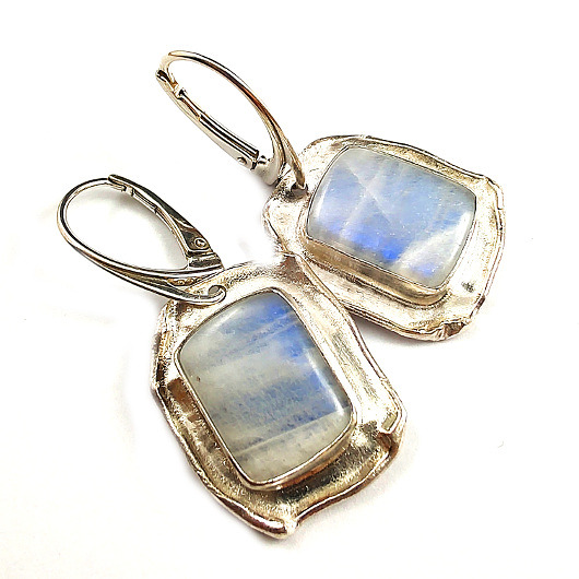 kolczyki z kamieniami Kolczyki księżycowe okna na świat