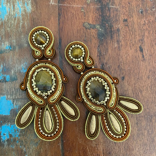 kolczyki soutache Kolczyki tygrysie oko sutasz