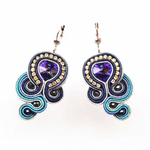 kolczyki soutache Sutaszowe kolczyki NAVY HEARTS