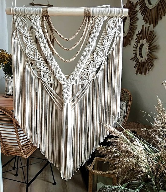 makramy Makrama Boho ecru