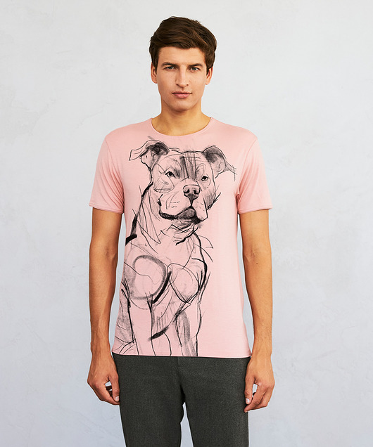 t-shirty męskie Staffordshire Bull Terrier Dog Men's T-shirt light pink
