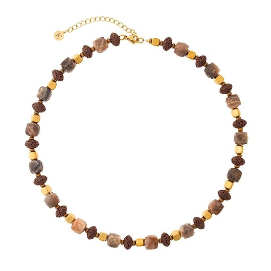 chokery Naszyjnik Boho Chic - czekoladowy mix na zapięciu - Złote