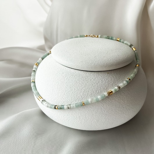 chokery Naszyjnik Choker z amazonitem i hematytem