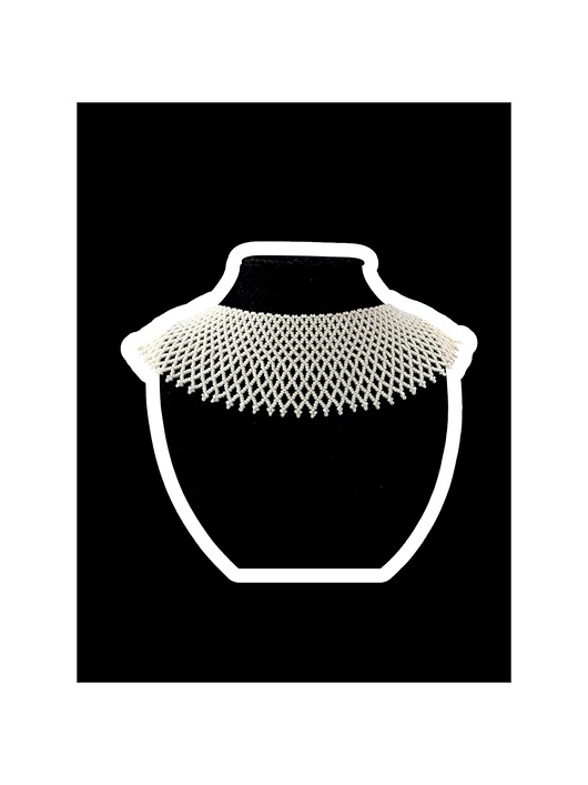 kolie Perłowa kolia kołnierzowa z koralików, elegancki naszyjnik handmade, ślubny