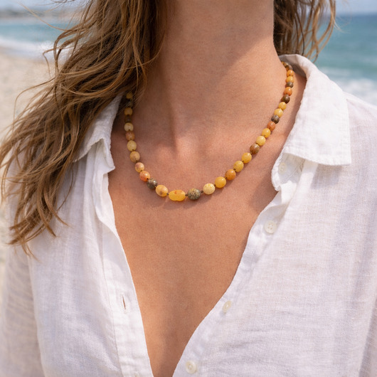 korale Matowy  naszyjnik z bursztynu bałtyckiego -  Naszyjnik Bursztynowy Korale