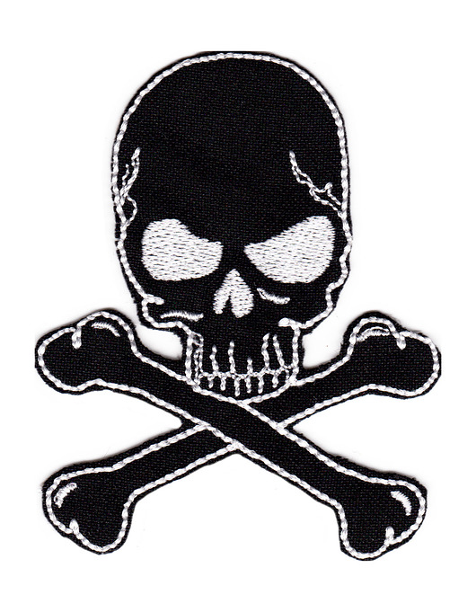 naszywki na ubrania Naszywka naprasowanka CZASZKA CZARNA termo haft 6,5x8cm