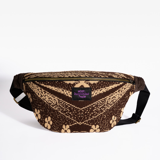 saszetka nerka Upcyclingowa nerka brązowo-beżowa ze starej narzuty