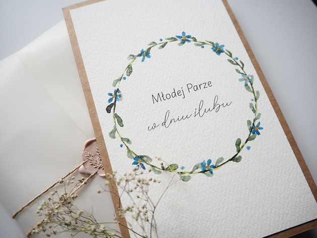 kartki scrapbooking Duża Kartka na ślub Niebieski wianek