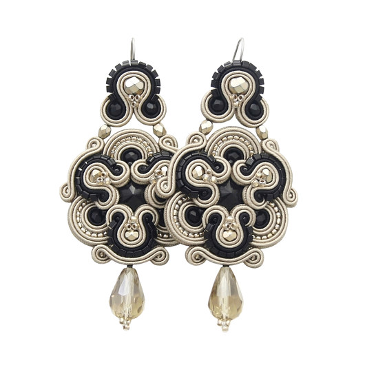 kolczyki wieczorowe divine sand soutache kavrila