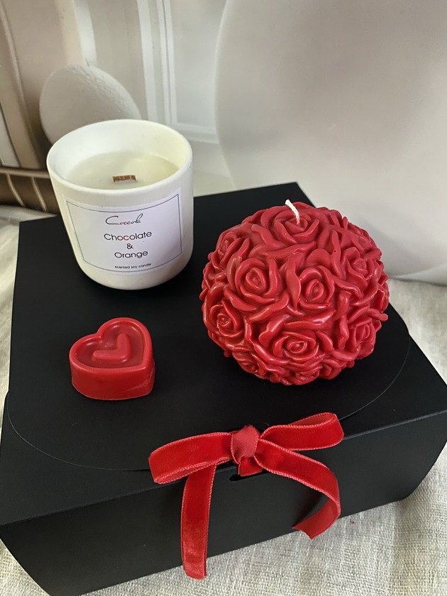 świeczniki i świece Walentynkowy zestaw prezentowy "Rose Sweetness" świece ekologiczne sojowe