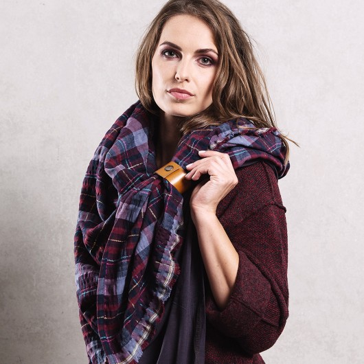 Chusta w Kratkę Oversize Skórzana Bransoletka PR CADOaccessories