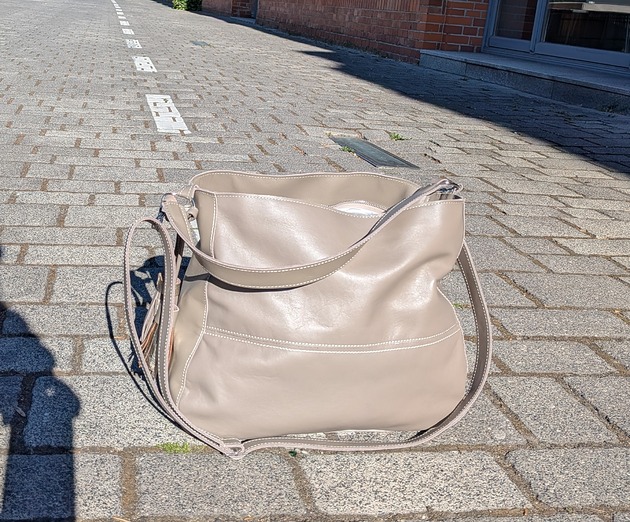 torby na ramię Taupe skórzana torba