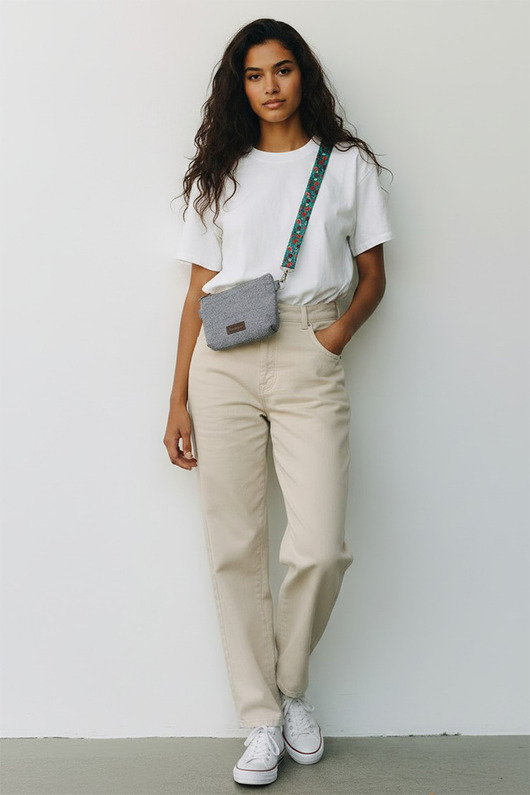 torebki mini Szara kopertówka mini nerka saszetka