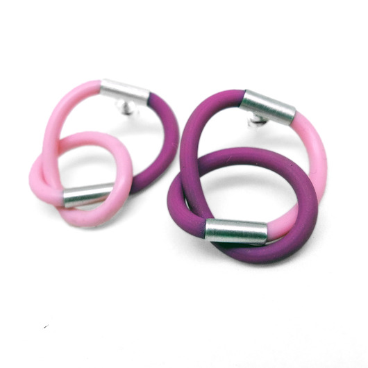 kolczyki wire wrapping Rubber soul - dwukolorowe