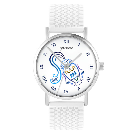 zegarki unisex Kolekcja Starlight - Wodnik - silikonowy, biały