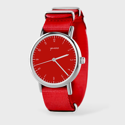 zegarki unisex Zegarek - Simple elegance - czerwony, nato