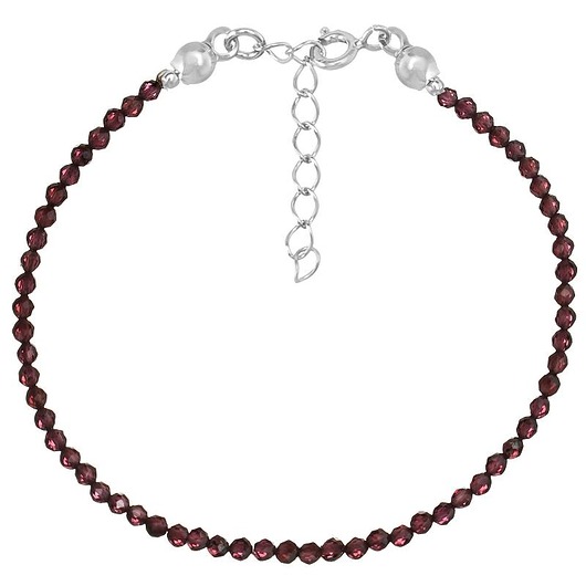 bransoletki z kamieni naturalnych Bransoletka srebrna z kamieni naturalnych granat 2 mm