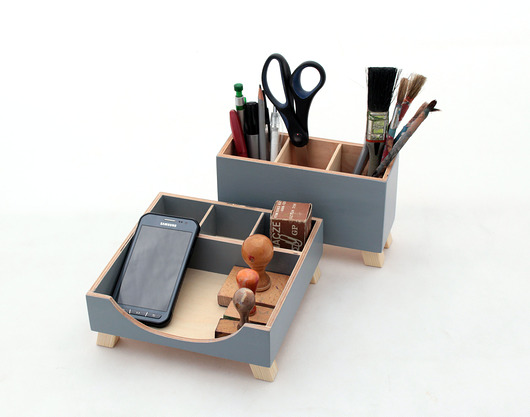  Organizer - zestaw na biurko - Szary Clock Wood Studio