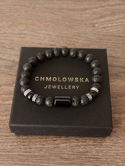 biżuteria męska Bransoletka męska Lawa wulkaniczna i Agat