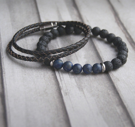 biżuteria męska KOMPLET męskich bransoletek :: lapis lazuli