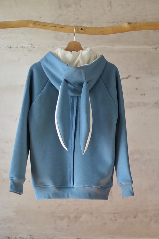bluzy męskie Bluza  MĘSKA BŁĘKITNY KRÓLIK Z USZAMI