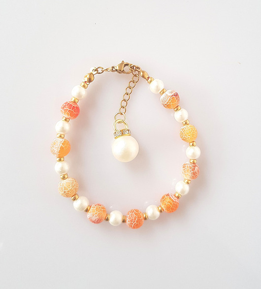 bransoletki z kamieni naturalnych Bransoletka  Mandarynka w Perłach