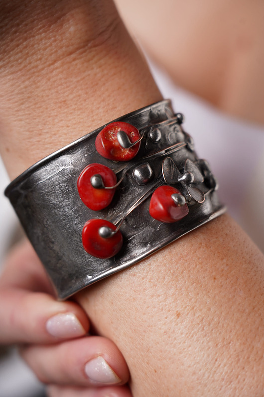 bransoletki wire wrapping Bransoletka z koralem naturalnym