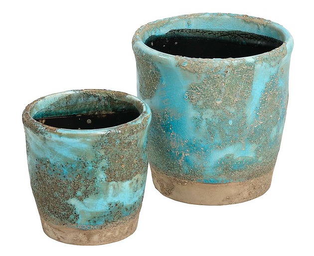 Doniczka, donica, osłonka Azzurro Old, 13 cm Home Design