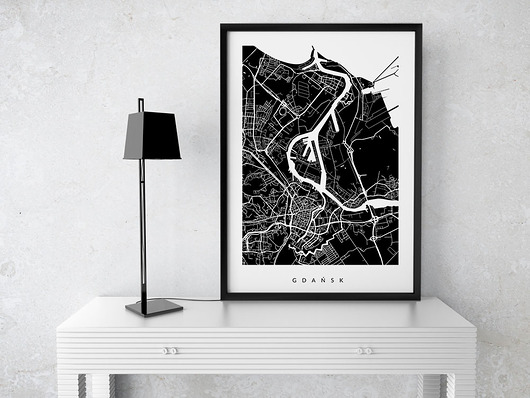 plakat GDAŃSK - B2 - fragment mapy miasta PLAKATY GEOMETRYCZNE