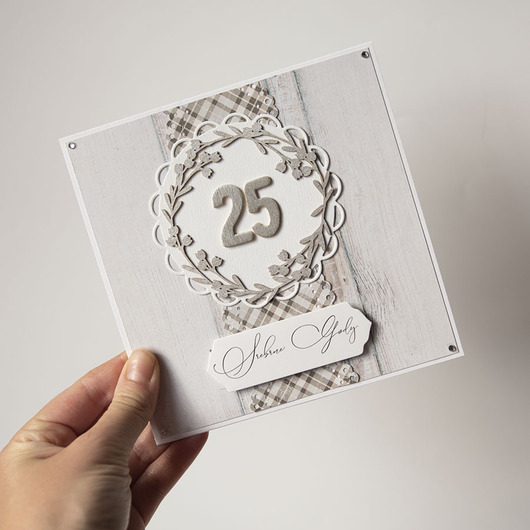 kartki scrapbooking 25 rocznica ślubu, srebrne gody kartka