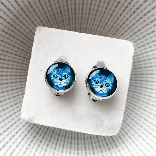 klipsy BLUE CAT klipsy dla eleganckiej kobiety