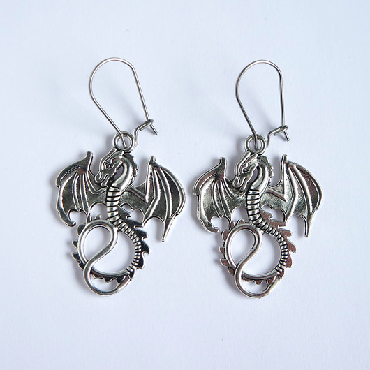 kolczyki - inne Kolczyki - Smoki, duże