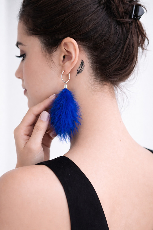 kolczyki z piórami Kolczyki z piór kobalt