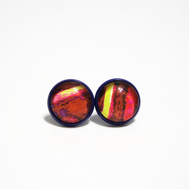 kolczyki szklane Kolczyki - Kolorowe, brązowe - granatowe