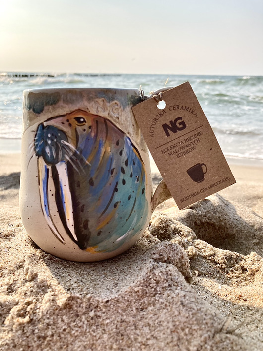 Kubek ręcznie malowany "Mors" NG Autorska bizuteria ceramiczna
