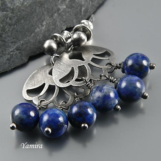 lapis lazuli na filigranach - kolczyki yamira