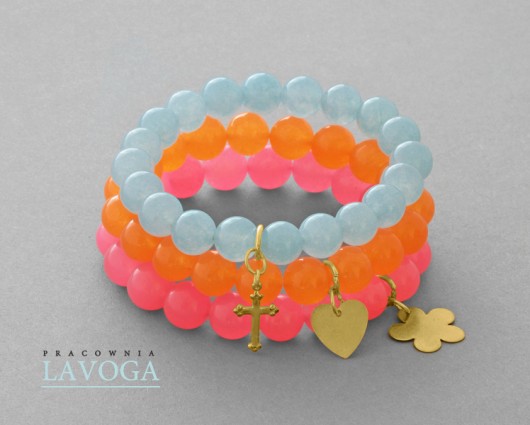 Orange,candy pink,light jade set with pendants. Lavoga