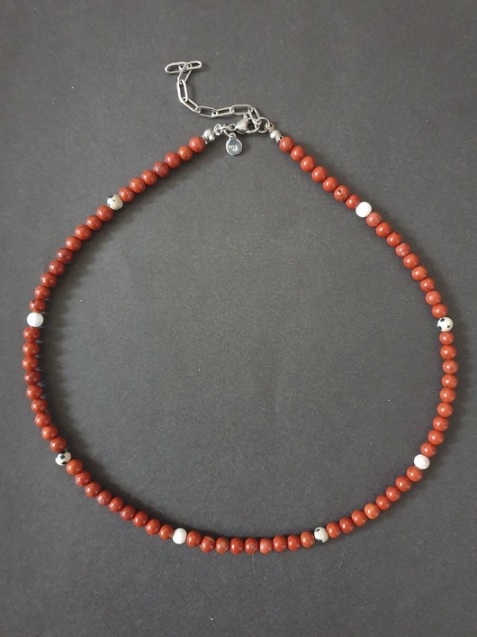chokery Naszyjnik choker ROOTS jaspis czerwony, jaspis dalmatyński, howlit