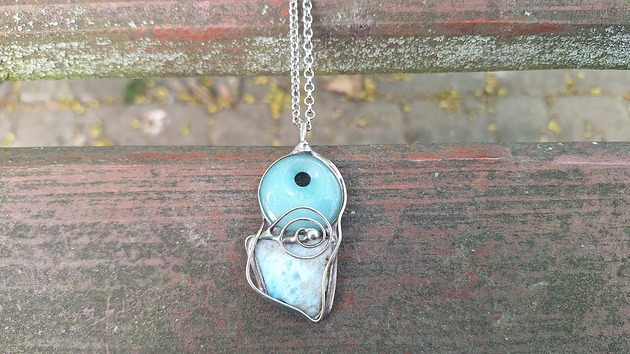 wisiory Larimar na surowo - wisiorek