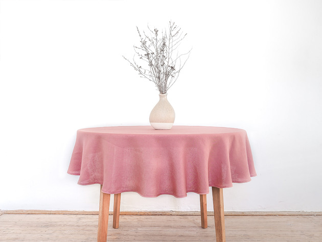 obrusy i serwetki Obrus okrągły medium linen DUSTY PINK