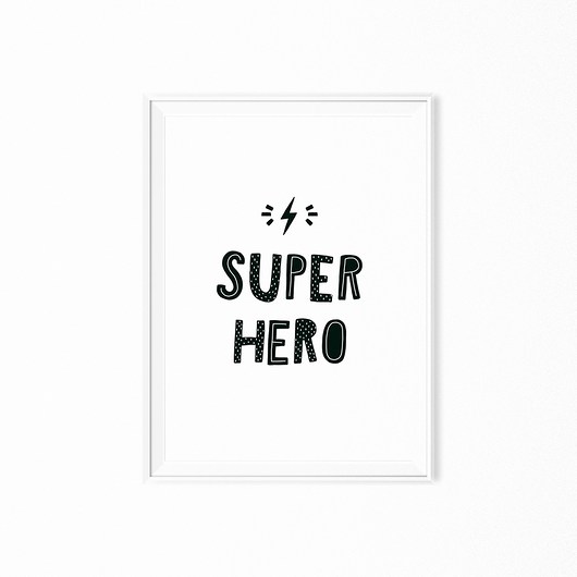 Plakat skandynawski dla dzieci Super Hero myscandi