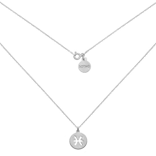 srebrne naszyjniki Srebrny matowy naszyjnik z zodiakiem Ryb