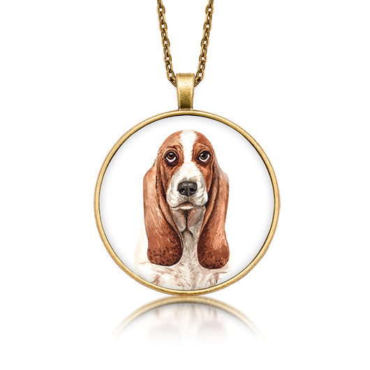 wisiory Medalion okrągły BASSET HOUND rasowy pies