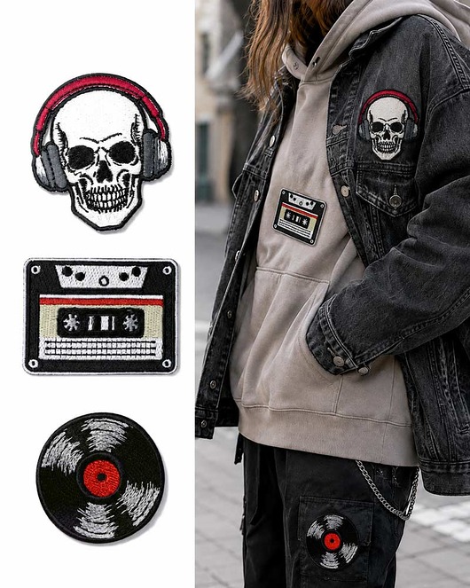 naszywki na ubrania Zestaw naszywek termo muzyczne streetwear 3 szt dla dzieci i dorosłych